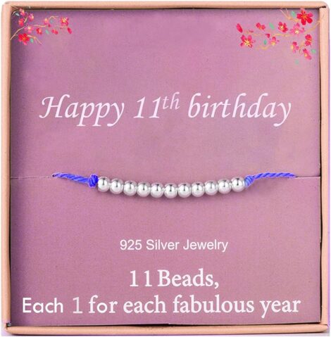 Kenwiv 11th Birthday Gifts: Silver Bracelet for 11-Year-Old Girls, Perfect Jewellery Gift Idea for Her.