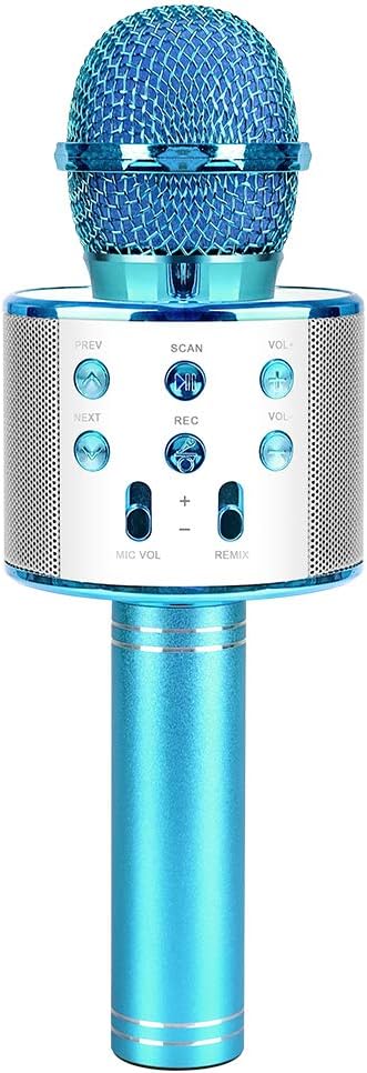 Microphone for Kids, Wireless Microphone Toy for 4-9 Year Old Boy Kid Microphone Machine for Girl Home Party Gift for 5-10 Year Old Kids Girl Birthday Present Age 6 7 8 Girl Children Blue MIC