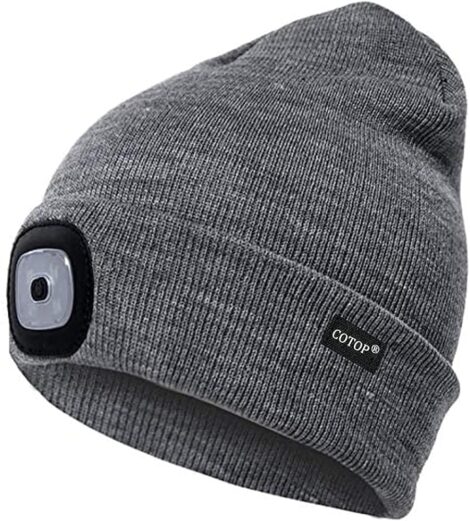 Hands-free LED Headlamp Beanie Hat: Ideal for Dog Walking, Running, Camping, Hiking – Unisex Gift.