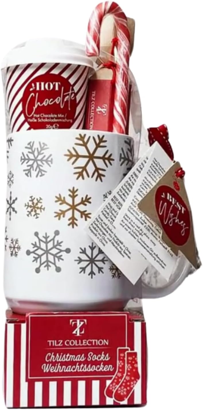 Hot Chocolate Gift Set With Mug - Hot Chocolate Set With Hot Chocolate Sachets - Mini Marshmallows, Candy Canes, Travel Cup - Gifts for Women, Mens Gifts - Vegan Chocolate Gift Set