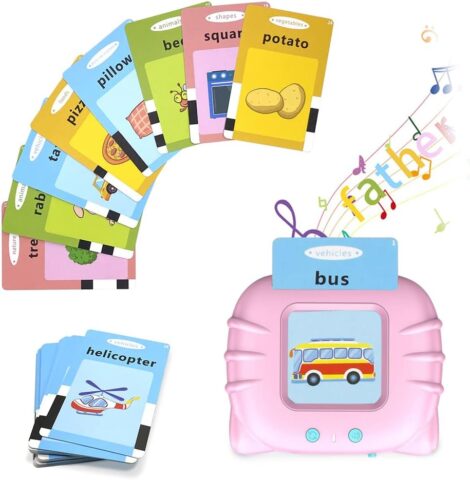 Bcamelys Toddler Flash Cards with Speech Therapy – Educational Interactive Toys, Pink, Ages 1-4 (99954UZY8VZY)