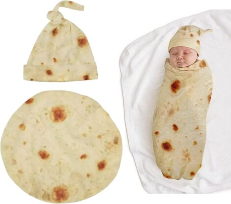 Petyoung Baby Wrap Burrito Swaddle Blanket with Hat: Soft Tortilla Pattern, Perfect Baby Shower Gift.