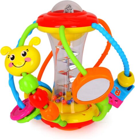 Hola Baby Toys Set: 0-6 Months Rattle & 6+ Months Shaker Grab Spin Learning Sensory Toy