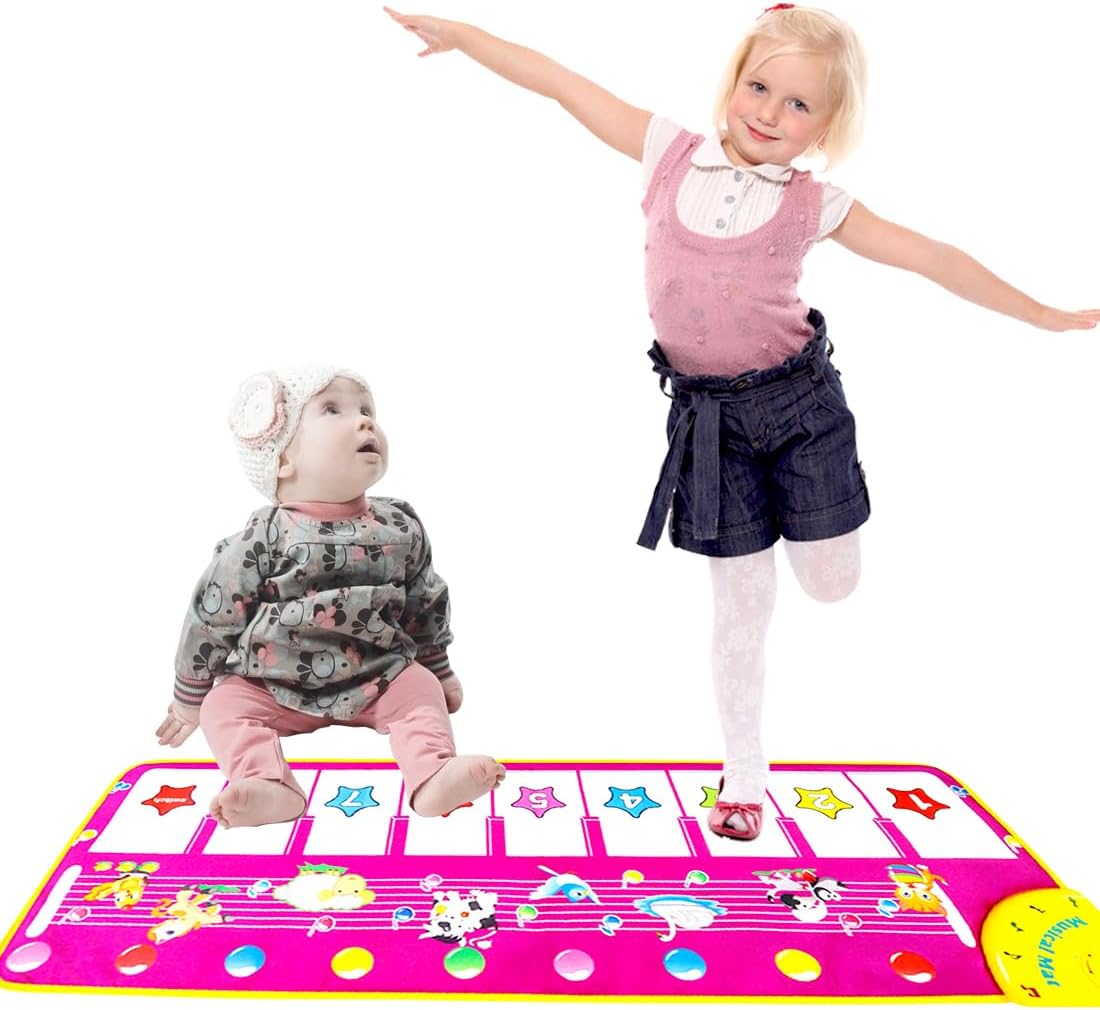 Toys for 1 Year Old Girls, Musical Piano Mat Toddlers Toys for 1-3 Year Old Baby Girls Boys Birthday Gifts for 1-3 Year Old Girl Gift Age 1,2,3 Year Old Girl Gifts Kids Toys Ages 1-2 Pink