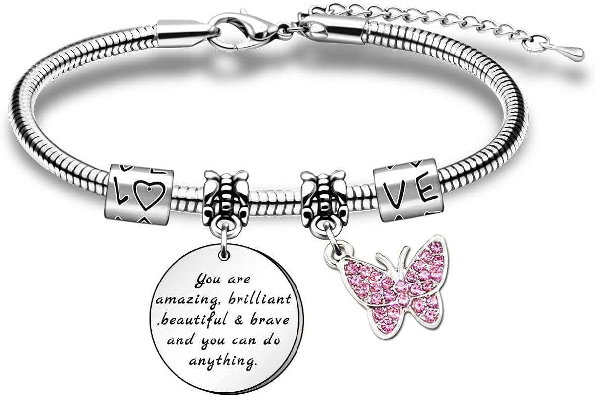 HULALA Inspirational Teenage Girls Jewellery Gifts Charm Bracelets For Women Girls Daughter Grandaughter Birthday Christmas You Are Amazing Briliant Beautiful Brave And You Can Do Anything