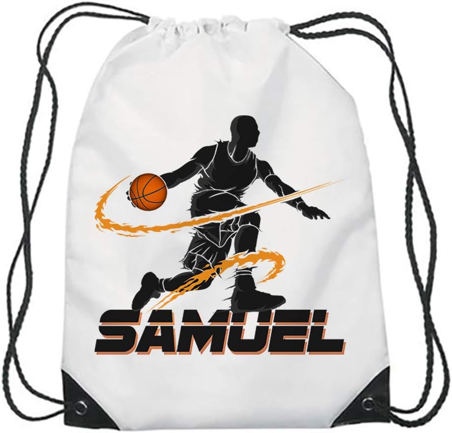 Personalised Basketball Player ANY NAME Sports Lover Gift for Men, Brother, Father, Boyfriend-Boy Birthday present gift idea Drawstring Bag Gym Sack Sports Bag.