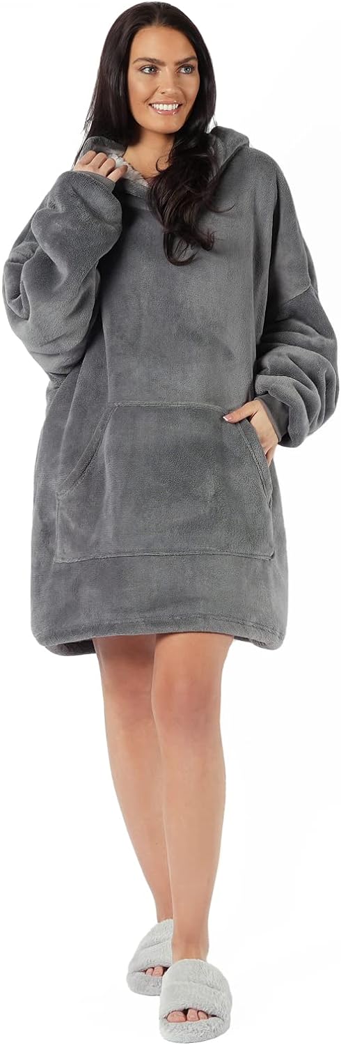 Sienna Hooded Blanket with Ultra Soft Sherpa Lining Warm Cosy Blanket Oversized Thermal Throw Hoodie