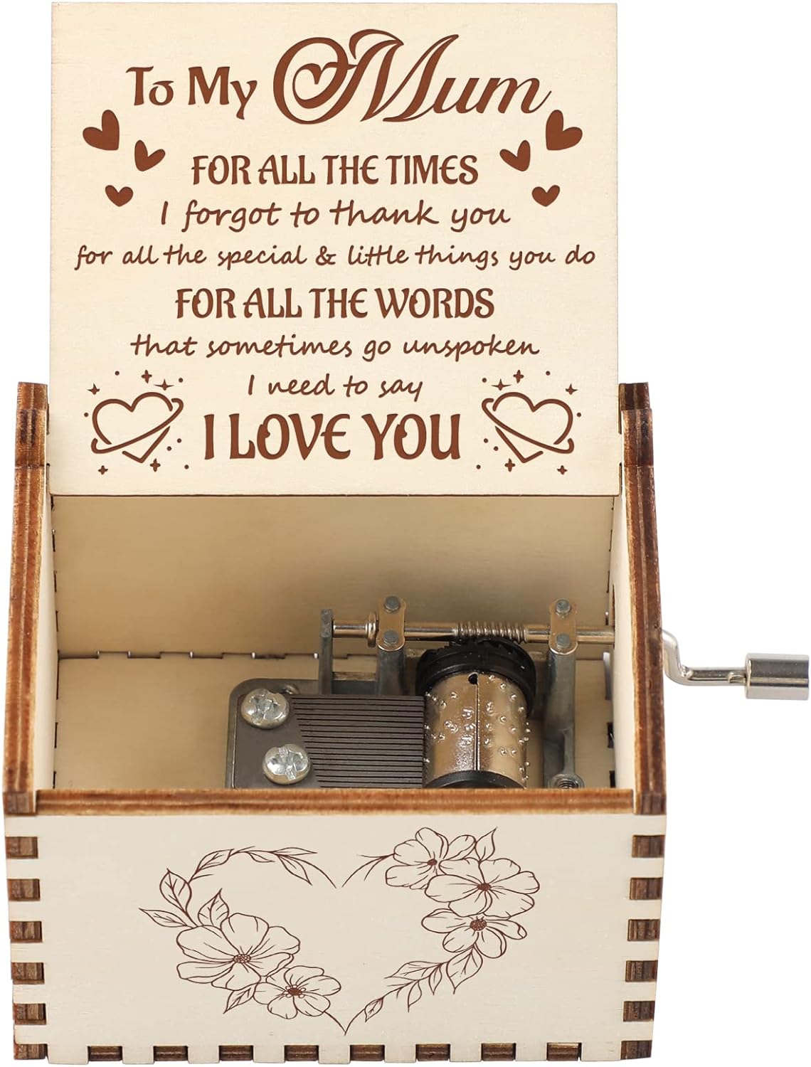 Blumuze Mum Gifts, Wood Hand Crank Music Box Gifts for Mum, Mum Birthday Gifts from Daughter Son, You Are My Sunshine Music Box Gifts for Mum Christmas Anniversary Mothers Day, Presents for Mum/Mummy