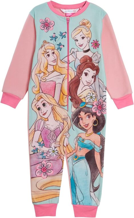 Disney Princess Girls’ Fleece Onesie – Cozy All-in-One Sleepwear for Kids.