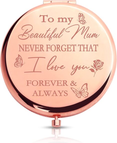 Mum Compact Mirror: Festive Gifts for Mum, Birthday, Christmas, Mother’s Day, from Kids, Daughter, Son