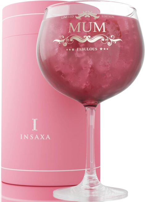 Insaxa Fabulous Mum Gin Balloon Glass (730ML) – Perfect Mum Gift for Christmas, Birthday, or Mother’s Day.