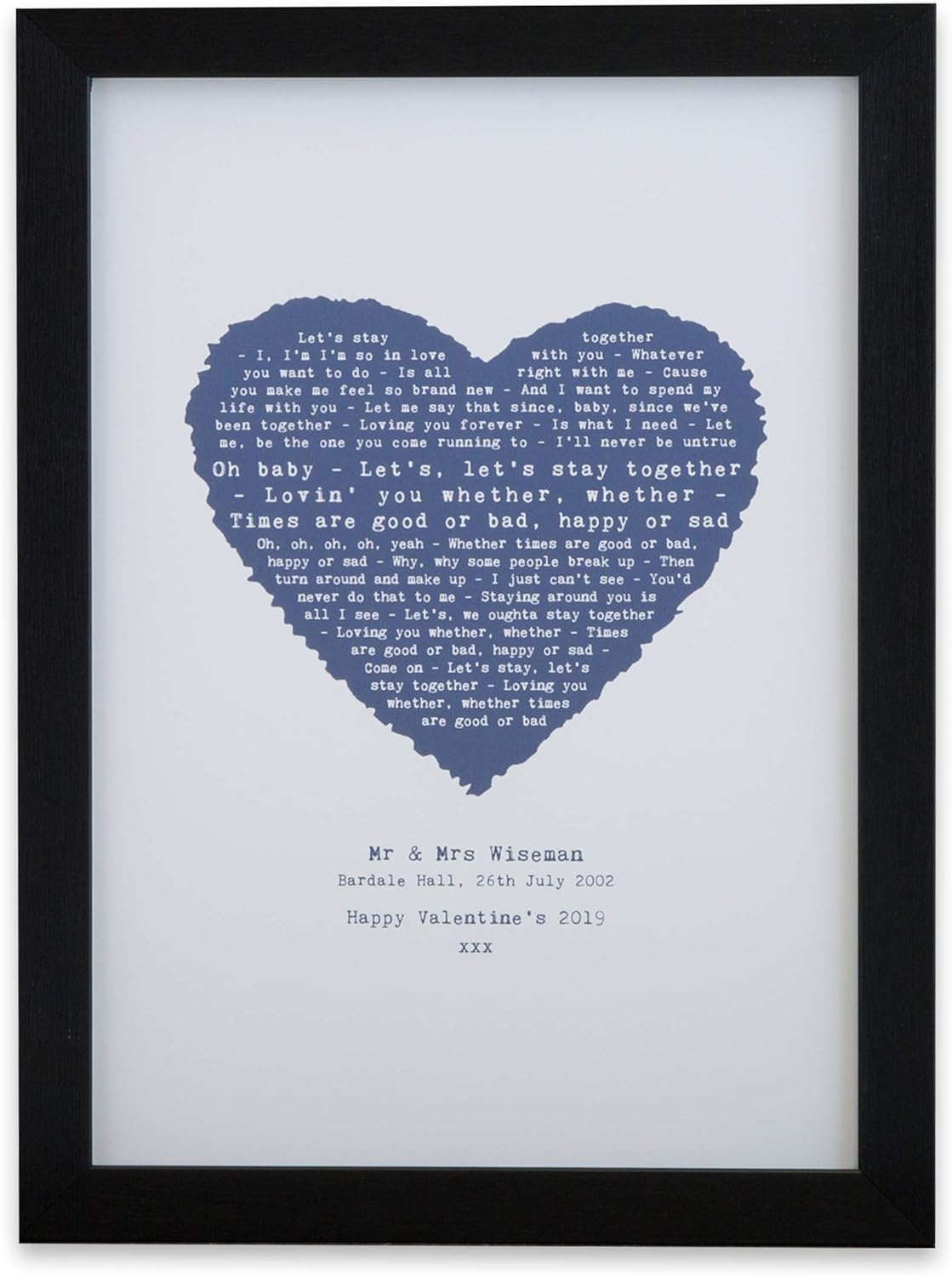 NOT JUST A PRINT Personalised Heart Poster - Choose Any Song Lyrics, Wedding Vows, Poem Speech Have It Beautifully Printed on A4 A3 A2 Size | Optional Frame