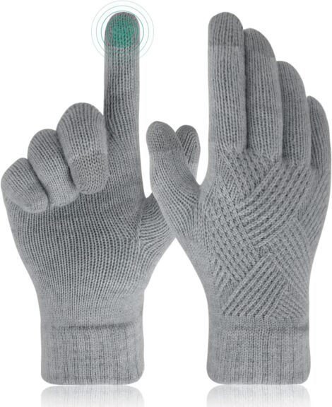 BLURBE Winter Touch Gloves – Warm Knitted Mittens for Women Girls Smartphone Texting Skiing.