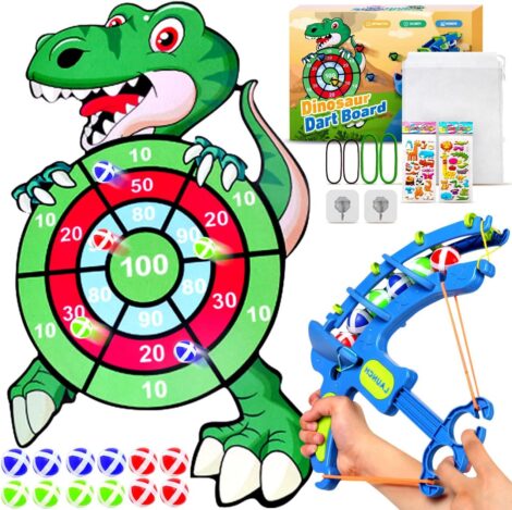 Dinosaur toys for boys, includes dart board, perfect for ages 3-10. Ideal birthday and outdoor gift.