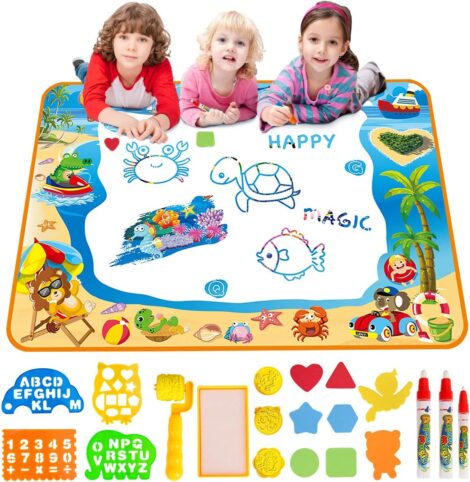 Magic Pens Water Doodle Mat: Mess-Free Learning Toy for Kids, Birthday/Christmas Gift