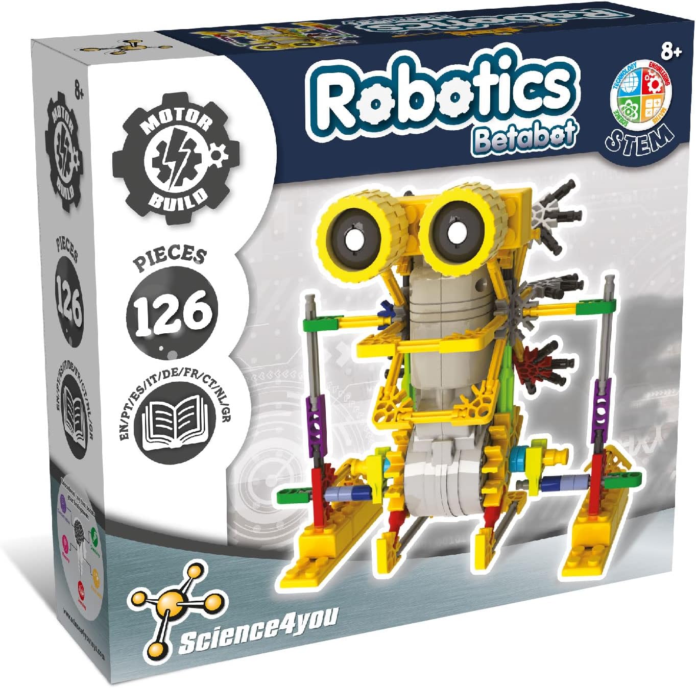 Science4you - Betabot Robot Building Kit for Kids 8-14 Years - Build Your Own Robot with this Construction Kit, 126 Pieces, Educational Toys for 8 Year Olds, Stem Toys Age 8+