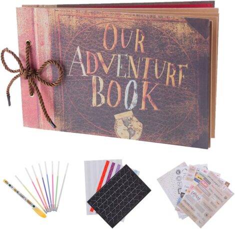 RECUTMS Adventure Book: Handmade DIY Family Scrapbook, 80 Pages, 11.6×7.5 Inches, Pixar Up Inspired