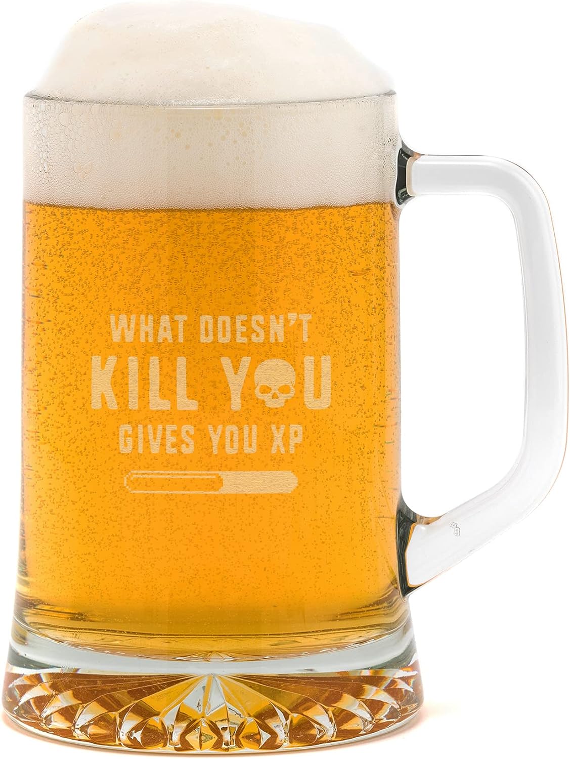 What Doesn't Kill You Gives You XP Engraved Beer Glass Tankard for Gamers - Funny Gaming Gifts for Men or Women…