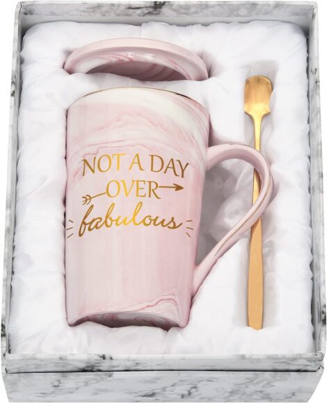 Livole Funny Birthday Gifts for Women: Not A Day Over Fabulous Coffee Cup Set