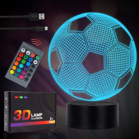 3D Football Night Light – 16 Colors – Remote Control – Perfect Gift for Kids and Sport Fans.