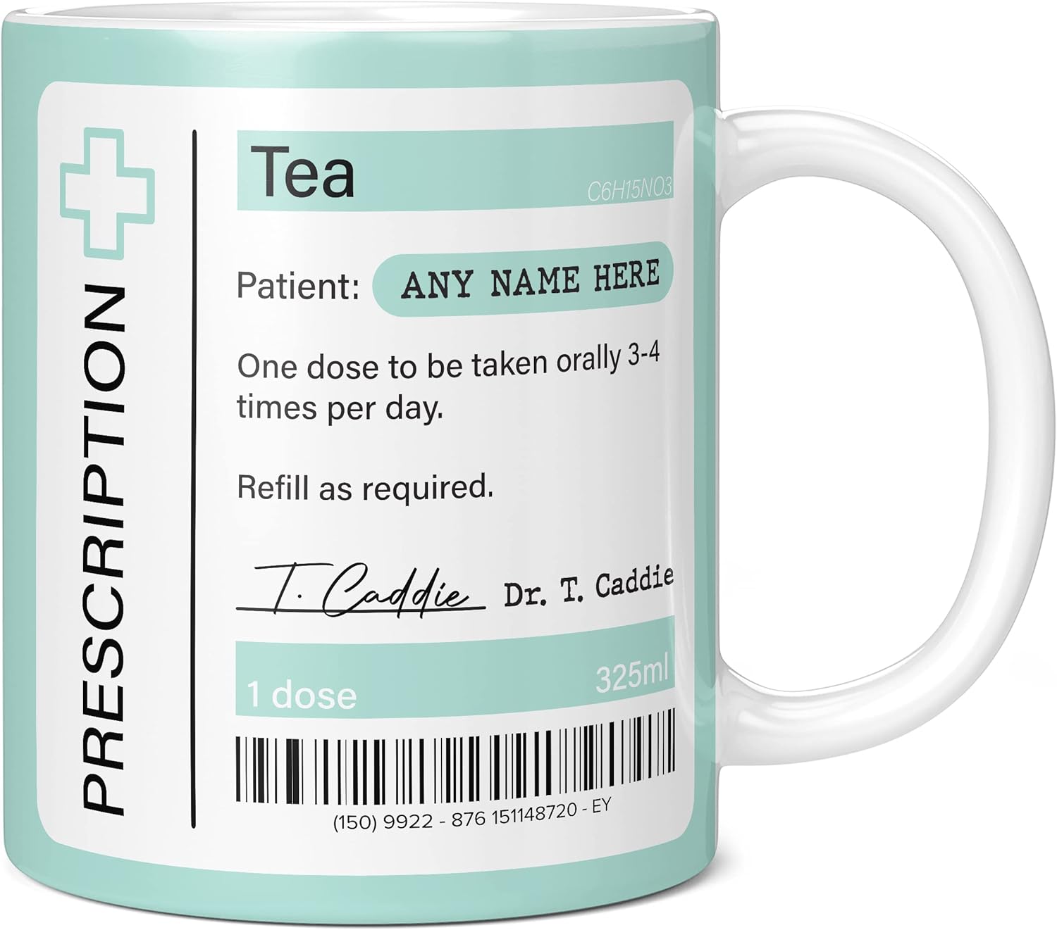 Mug Monster - Prescription for Tea Mug, Personalised Leaving Gift for Colleague - Ceramic Coffee Mug/Cup, Gift for Men or Women, Extra Large and Giant Mug Available, 11oz White Mug