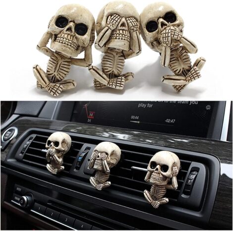 Compact Halloween Car Vent Clips, Fun Skeleton Ornaments, Cool Air Fresheners for Dad