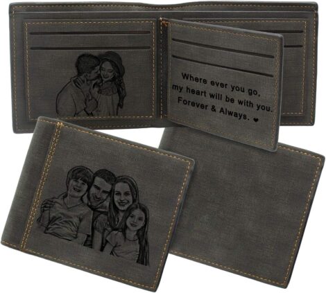 Custom Engraved Photo Wallet: Personalized Wallet for Men, Dad, and Husband’s Special Gift