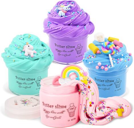 Fluffy Slime Kit: Toy Gift for 5-12 Year Old Girls and Boys, Stress Reliever, and Crafting Set.