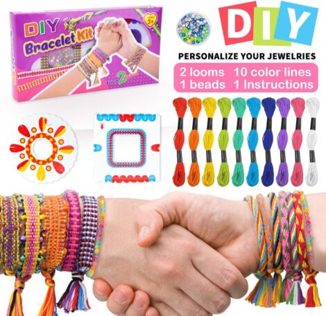 Girls’ Friendship Bracelet Making Kit for Ages 5-10: Birthday Gift for 7-10 Year Old Girls.