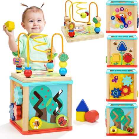 TOP BRIGHT Activity Cube: Shape Sorter Toy for 1 Year Olds – Ideal 1st Birthday Gift