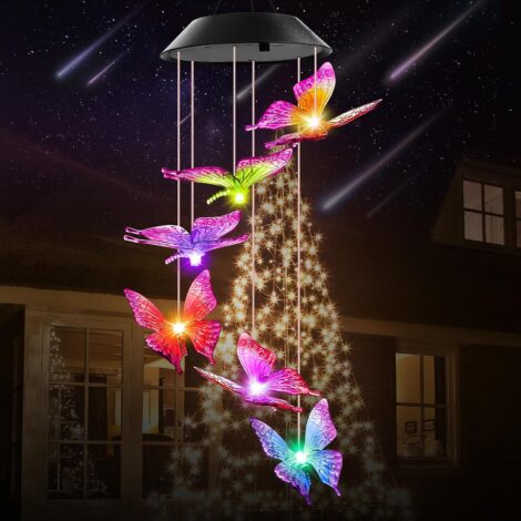 Solar Butterfly Wind Chimes: Outdoor Lights for Garden, Perfect Birthday and Holiday Gifts for Women.