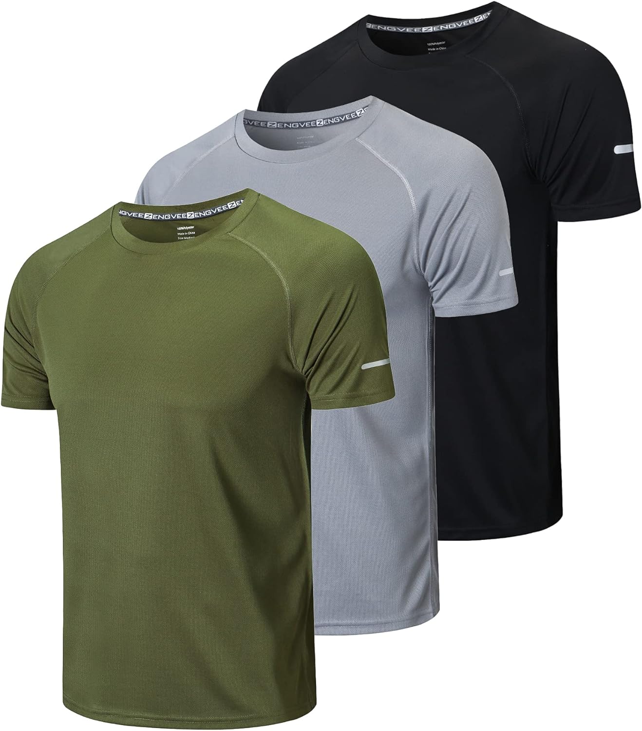 HUAKANG 3 Pack T Shirts Men Breathable Sport Shirts Men Cool Dry Running Tops Short Sleeve Gym Tops Athletic for Men