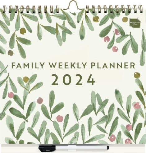 2024 Family Weekly Planner with 6 Columns, Lists, Pocket, and Stickers