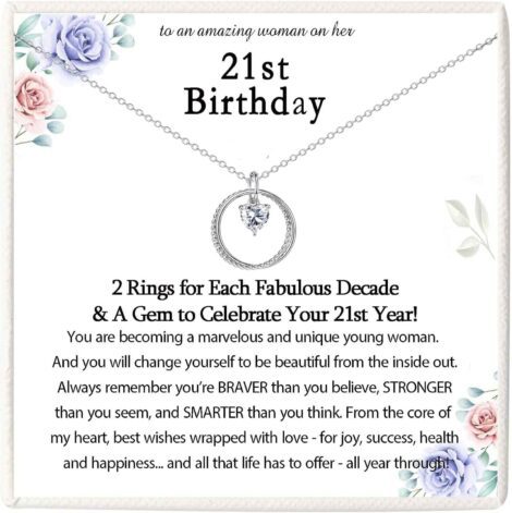 KORAS Special Birthday Gifts for Women: Sterling Silver Necklace for Mother, Daughter, Grandma, Friend