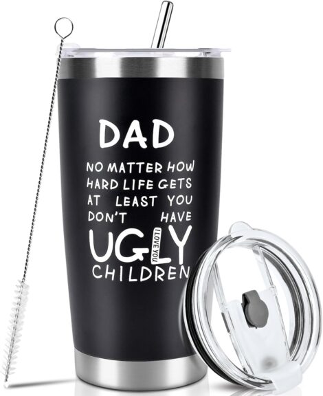 20 oz Christmas Tumbler with Straws & Lids, Dad Gifts from Family on Christmas & Father’s Day.