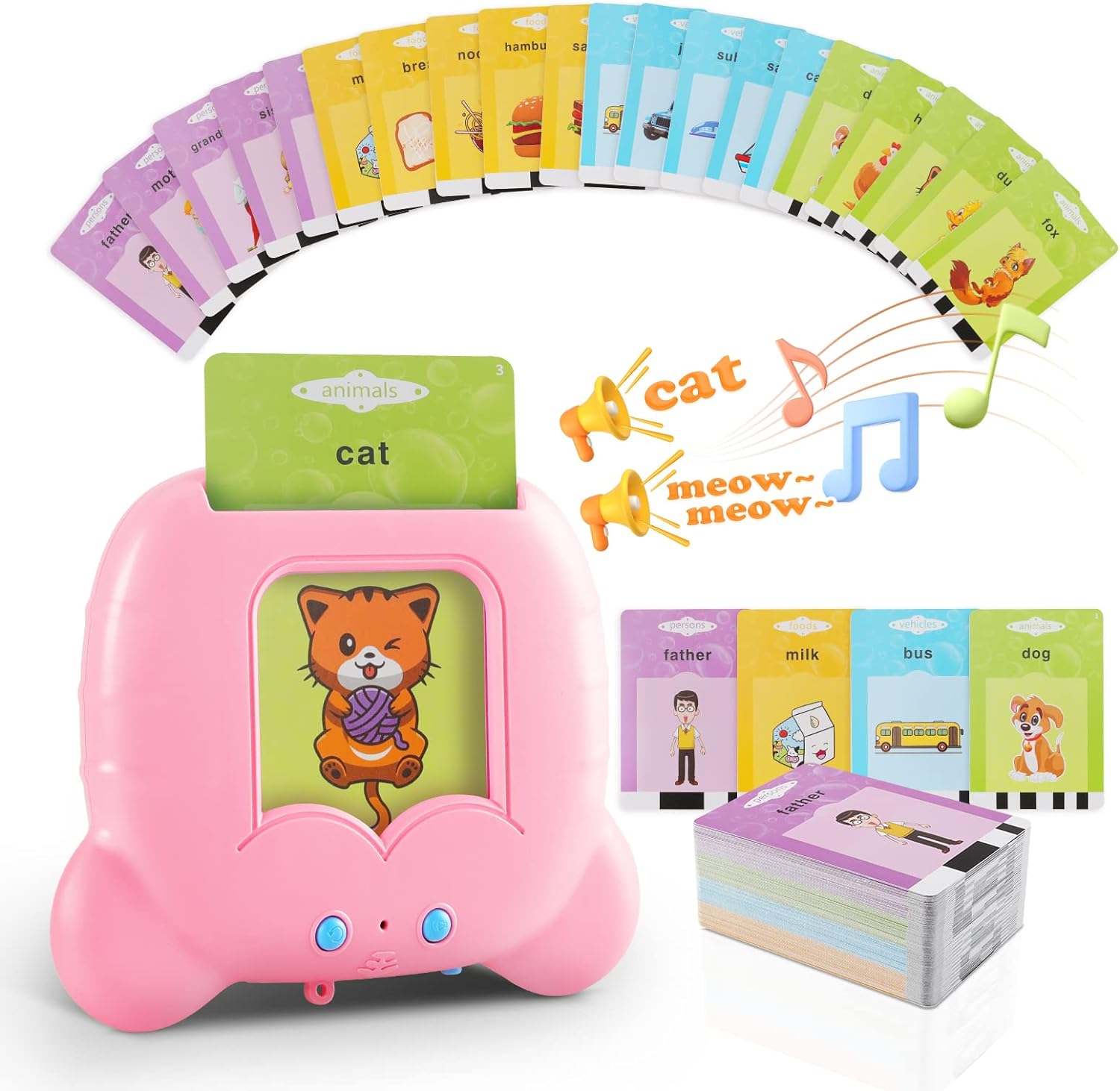 Talking Flash Cards Early Educational Learning Toys for 2 3 4 5 6 Year Old Boys 112 Cards 224 Words Electronic Interactive Preschool Reading Spelling Games for Toddlers Birthday Easter Gifts for Kids