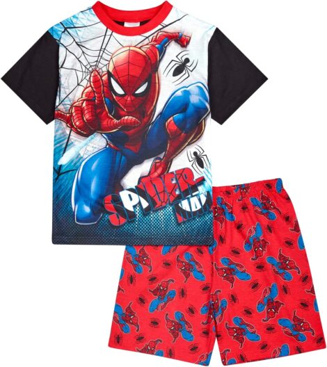 Avengers Boys’ Nightwear Set: Marvel Superheroes Kids’ Short PJs with T-Shirt and Shorts.