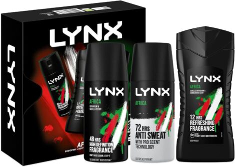 Lynx Africa Retro Limited Edition Trio Gift Set: 48 hr Fragrance & Body Spray with Shower Gel (3 piece)