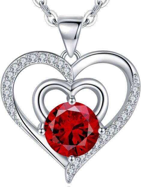 Women’s 925 Sterling Silver Love Heart Pendant Necklace: Ideal Gift for Wife, Girlfriend, Mom.