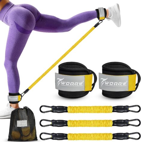 Ankle Resistance Bands with Cuffs: Glute & Leg Workout Equipment for Home Fitness Training.