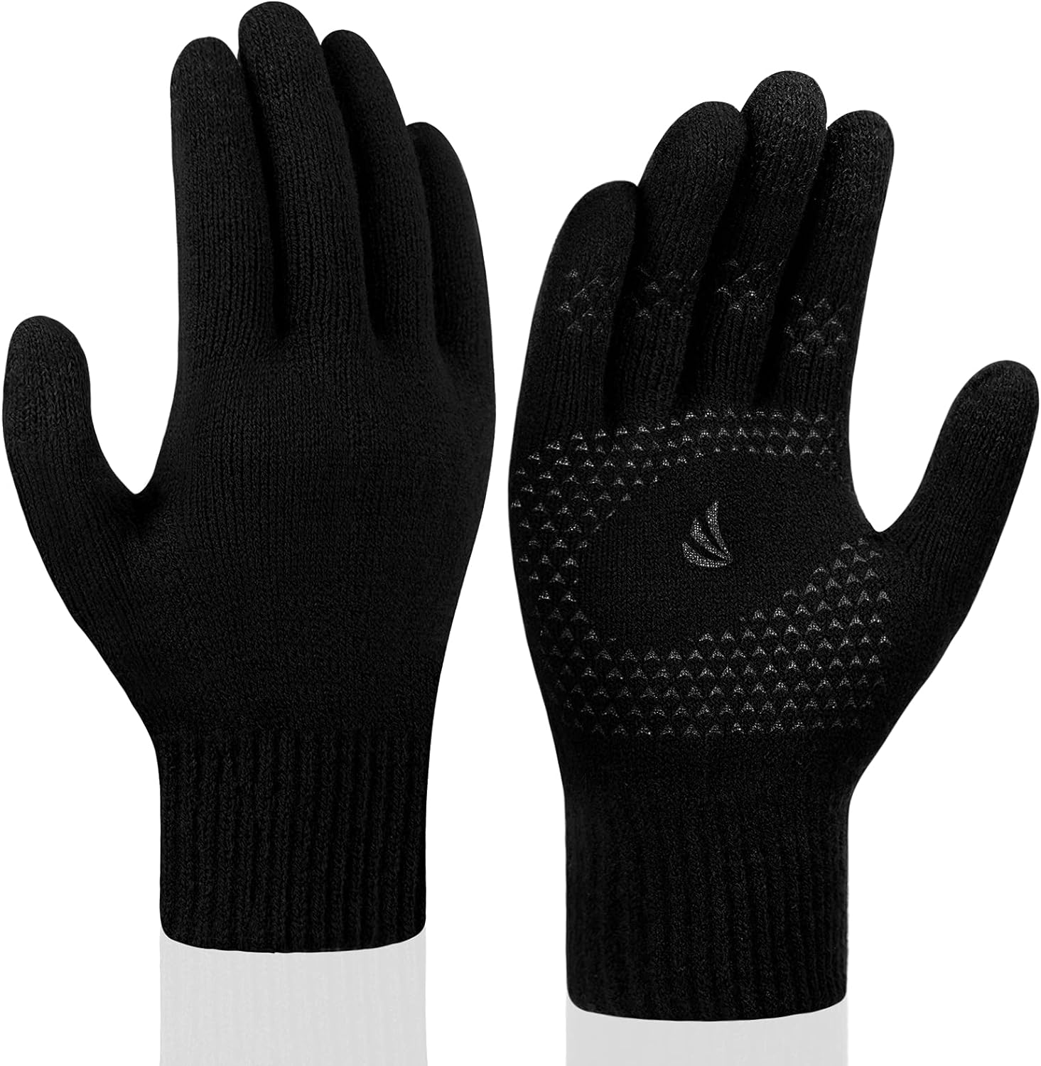 coskefy Winter Touch Screen Gloves Warm Knitted Gloves Thermal Wool Lined Running Gloves for Men Women - Upgraded Grip