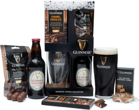 Irish Guinness Beer Gift and Chocolate Hamper – 1x Guinness, Glass, Milk Chocolate – Christmas Men’s Gifts