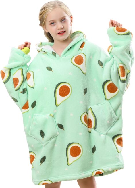 Kids’ Lushforest Oversized Blanket Hoodie: Super Soft Sherpa Fleece Sweatshirt with Pocket