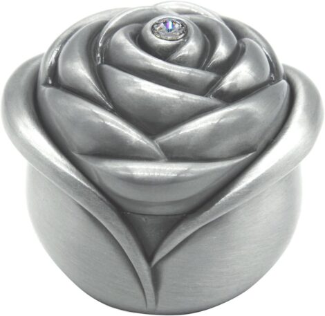 Vintage Rose Flower Antique Jewelry Gift Box, Sliver, Small.