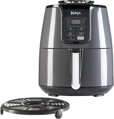 Ninja Air Fryer: 4-in-1, No Oil, Non-Stick, Dishwasher Safe, Digital, Cooks 2-4 Portions, Grey & Black.