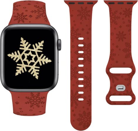 Christmas Engraved Strap for Apple Watch – Cute Snowflake Design – Various Sizes – Soft Silicone