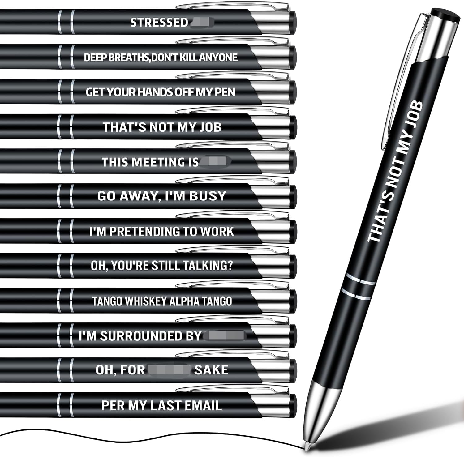 12 Packs Funny Pen Ballpoint Pens for Colleagues Funky Stationery Quirky Leaving Gift Cheeky Rude Pen Office Accessories for Teacher Adult (Black)