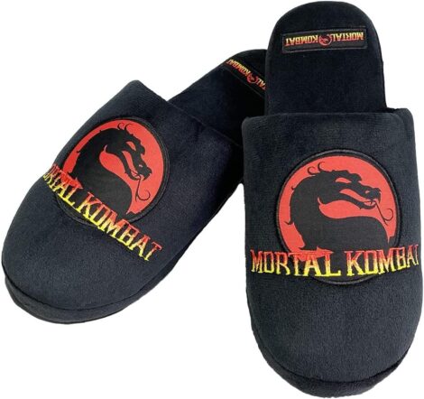UK Black Dragon Logo Slippers, Size 8-10, Mortal Kombat inspired.