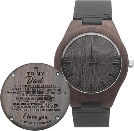 UFOORO Engraved Wood Watch – Dad’s Birthday & Father’s Day Gift