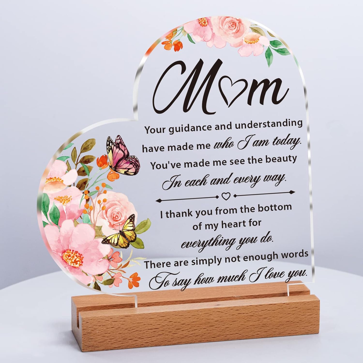 Buioata Mum Birthday Gifts - Gifts Mum Acrylic Plaque Engraved with Touching Words, Birthday Gifts Mum from Daughter/Son Her Birthday Christmas Thanksgiving Day, Idea Gifts Mum, Step Mum